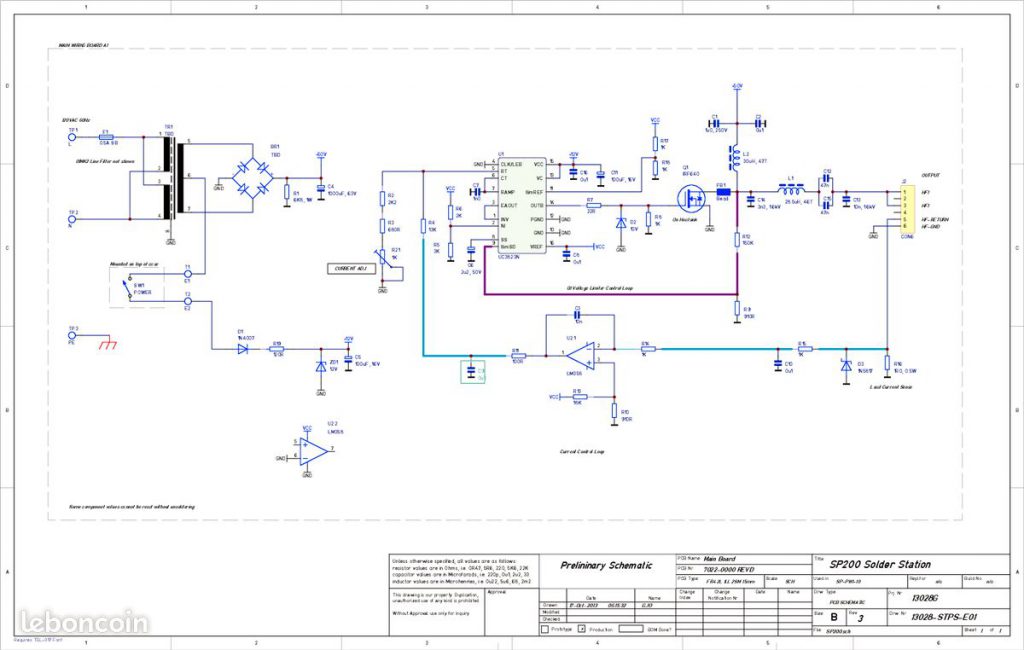 Schéma electronique SP-200 METCAL